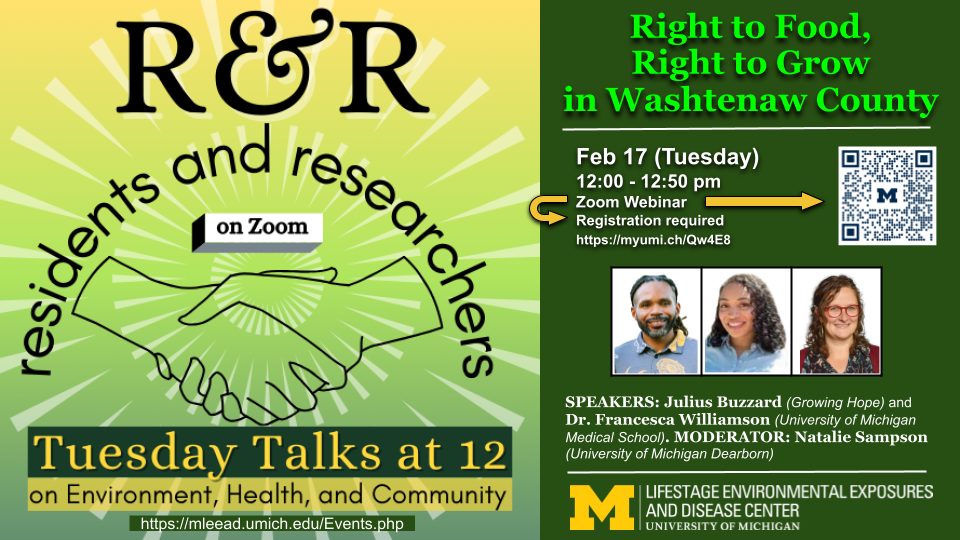 Event Flyer for Right to Food, Right to Grow in Washtenaw County